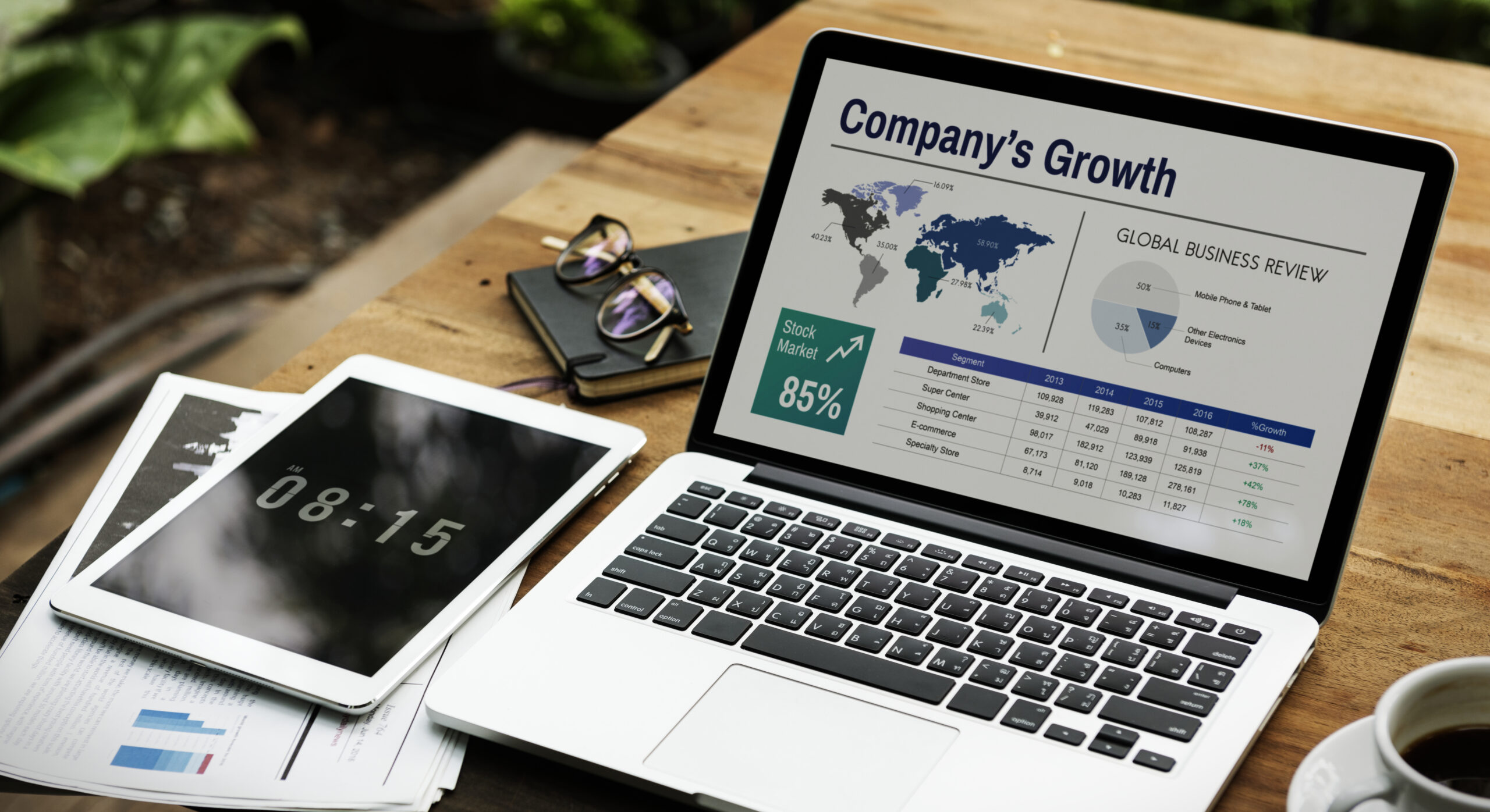 Digital Laptop Working Global Business Concept